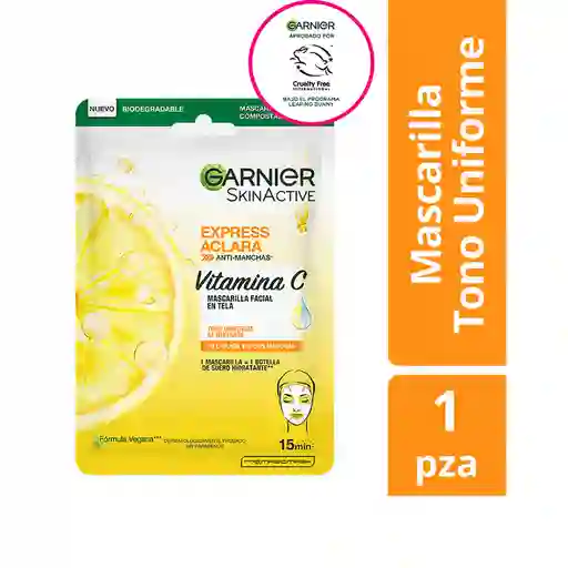 Mascarilla Garnier En Tela Express Aclara Vitamina C 28 gr