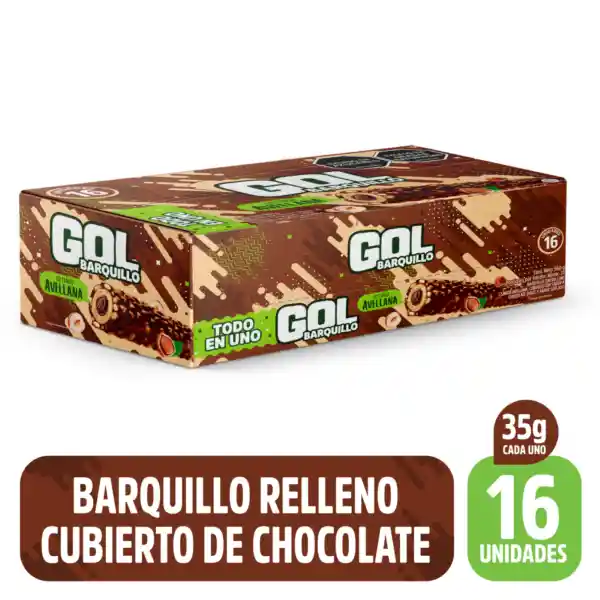 Gol Barquillo Con Relleno Cubierto de Chocolate y Arroz Soplado