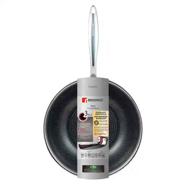 Bergner Sartén Wok Giro Acero Inoxidable 28 cm Bg-32638 mm