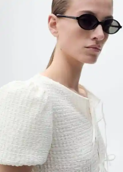 Blusa Benita Crudo Talla L Mujer Mango