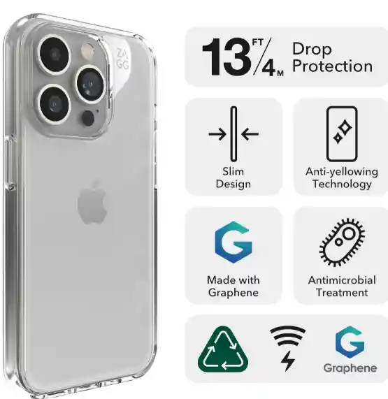 Zagg Case Crystal Palace Para Iphone 15 Pro Max Transparente