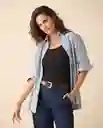Camisa Azul Lana Claro Talla M 111G002 Espirit