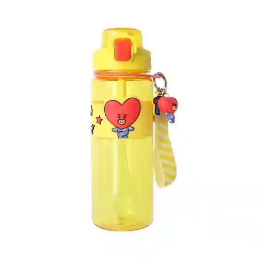 Botella Con Correa Funda Tata Serie Amarillo 800 mL Bt21 Miniso