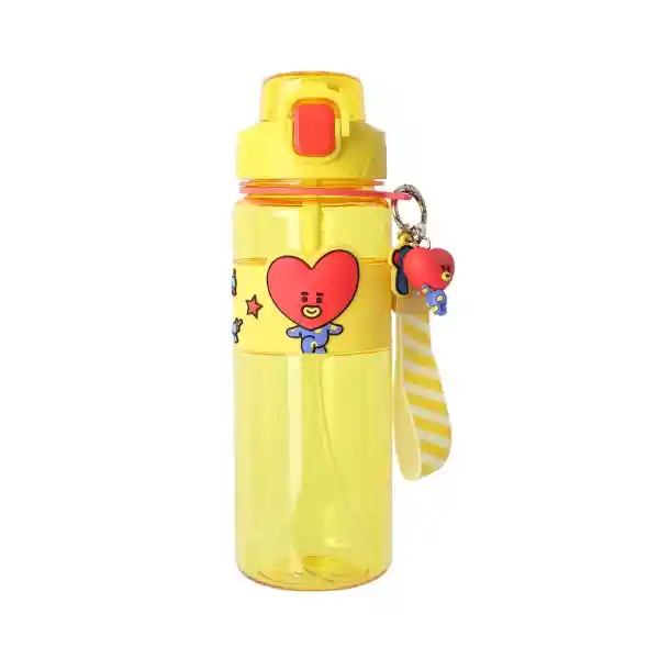 Botella Con Correa Funda Tata Serie Amarillo 800 mL Bt21 Miniso