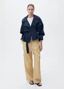 Pantalón Olive Mostaza Talla 36 Mujer Mango