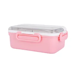 Contenedor de Doble Capa Con 4 Hebillas Rosa 1500 mL Miniso