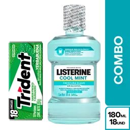 Combo Trident Chicle Yerbabuena + Listerine Cool Mint Zero