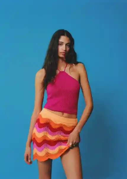 Top Lemon Fucsia Talla M Mujer Mango