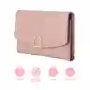 Cartera Para Mujer Con Hebilla Dorada Rosa Serie Miniso