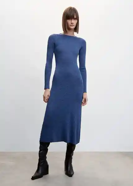 Vestido Casimilo Azul Talla M Mujer Mango