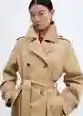 Abrigo Trench Angela Camel Talla 28 Mujer Mango