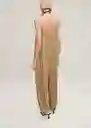 Enterizo Mono Lina Beige Talla S Mujer Mango