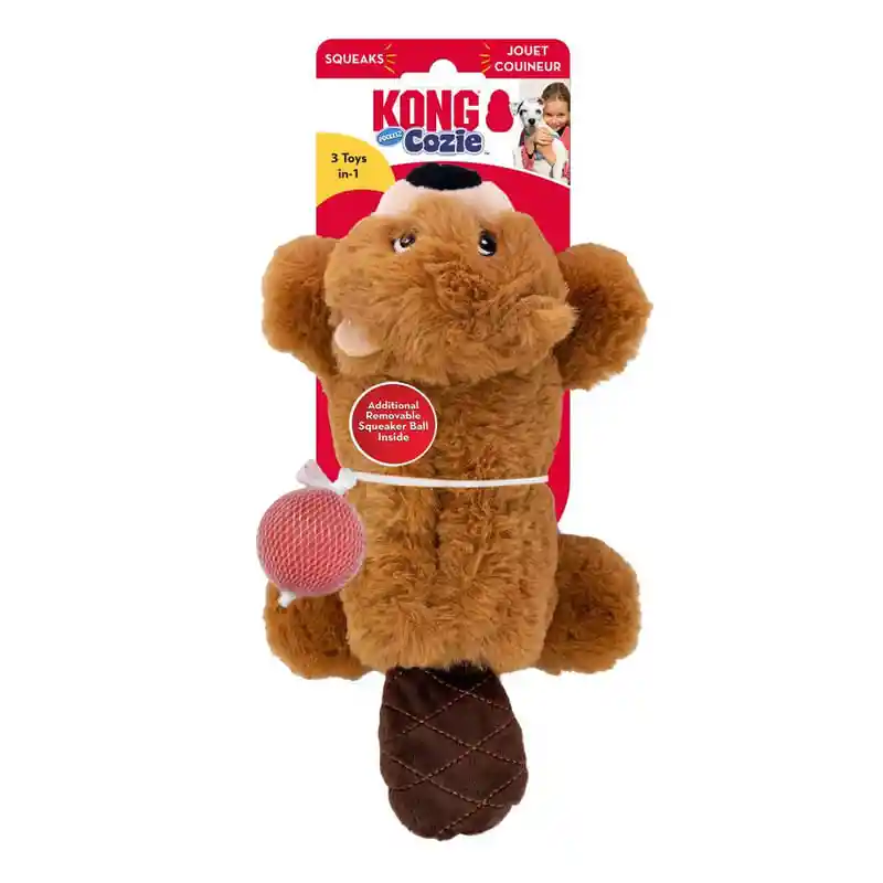 Kong Peluche Cozie Pocketz Castor Medium