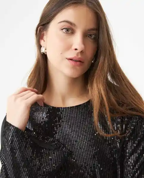 Vestido Sequin Dress Negro Sombrio Ultraoscuro Talla S Chevignon