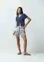 Short Carla Mujer Azul Mezclilla Estampado Talla 10 Naf Naf