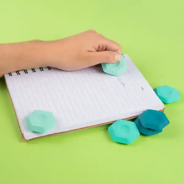 Set de Borradores Hexagonales Verde Menta Miniso