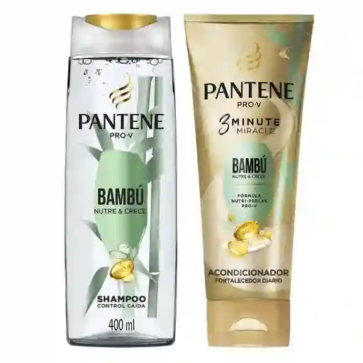 Shampoo Pantene Pro-V Bambu Nutre y Crece Champu 400 ml + Acondicionador Pantene Pro-V 3 Minute Miracle Bambu Nutre y Crece Fortalecedor Diario Rinse 170 ml Pack