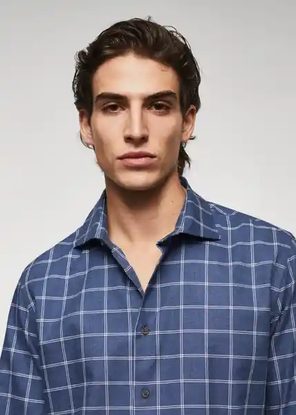 Camisa Grignon Celeste Talla M Hombre Mango