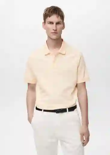 Camiseta Polo Rea Vainilla Talla L Hombre Mango