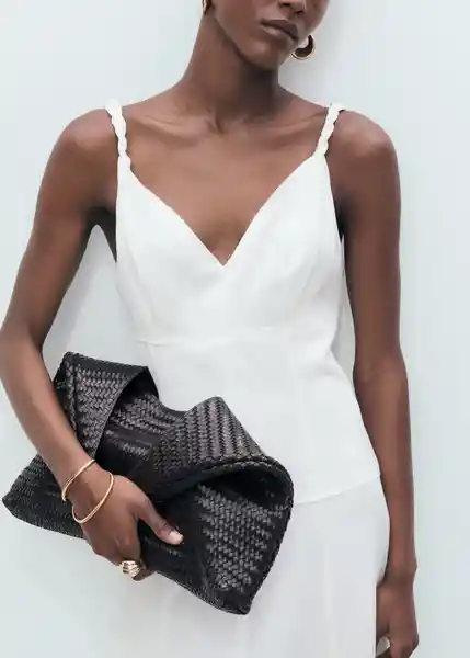 Vestido Trenza Blanco Talla M Mujer Mango