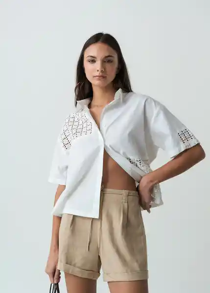 Camisa Mujer Crudo Puro Claro Talla M 512G078 Naf Naf