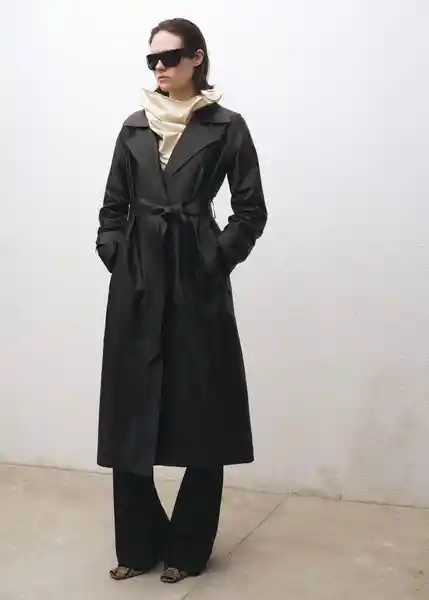 Abrigo Trench North Negro Talla XS Mujer Mango