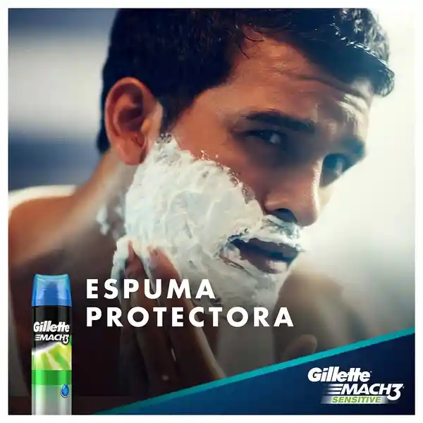 GILLETTE Mach3 Sensitive Gel de Afeitar para Piel Sensible de 400mL Protege y Cuida tu Piel al Afeitarte con Máquina de Afeitar para Hombre