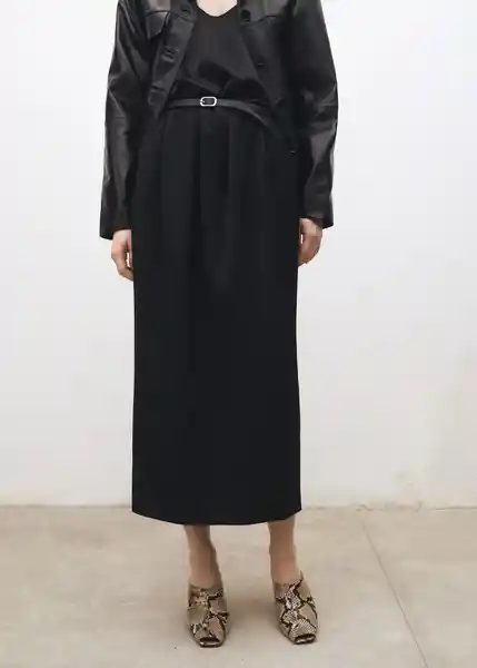 Falda Tulip Negro Talla 36 Mujer Mango