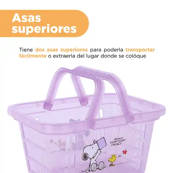 Organizador de Plástico Mini Cesta Snoopy Color Morado Miniso