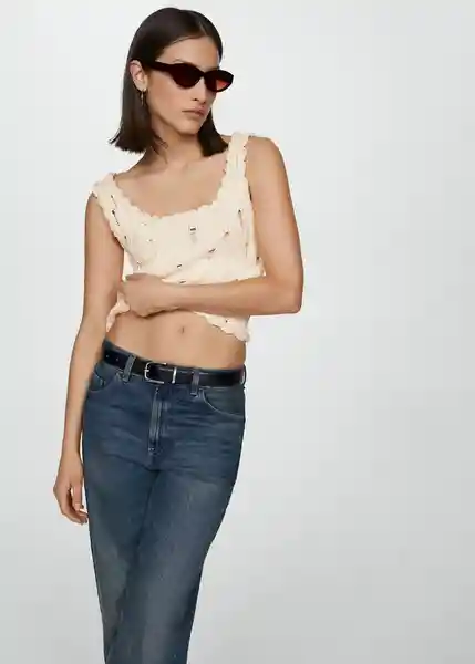 Top Crew Off White Talla XS Mujer Mango