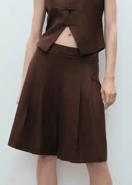 Bermuda Laguna Chocolate Talla 38 Mujer Mango