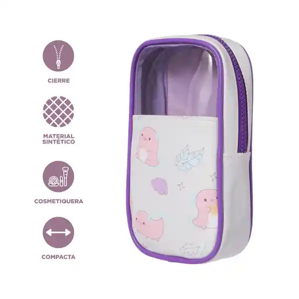 Cosmetiquera Serie Ajolote Tierno Ventana Morado Miniso