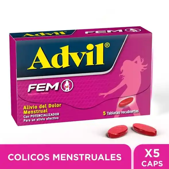 Advil Fem 400mg + 65mg X 5 Tabletas