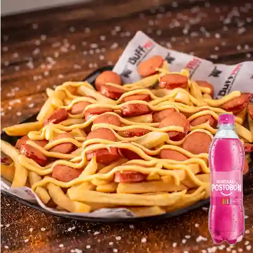 Mini Salchipapa con Queso Cheddar + Postobón Manzana 500ml