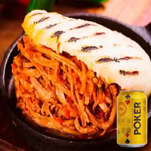 Combo Arepa Remontada + Cerveza Poker Lta 330ml