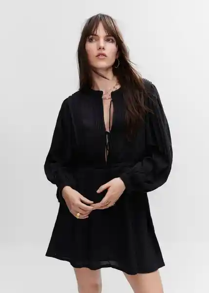 Vestido Roman Negro Talla L Mujer Mango