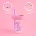 Vaso de Vidrio de Con Tapa de Silicona Rosa Miniso