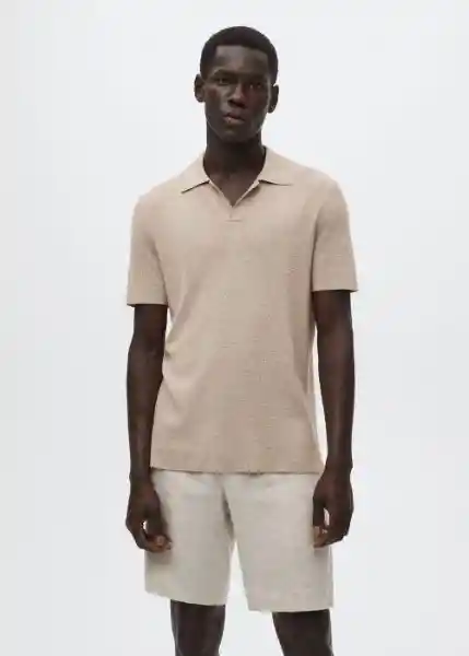 Polo Lino Beige Talla M Hombre Mango