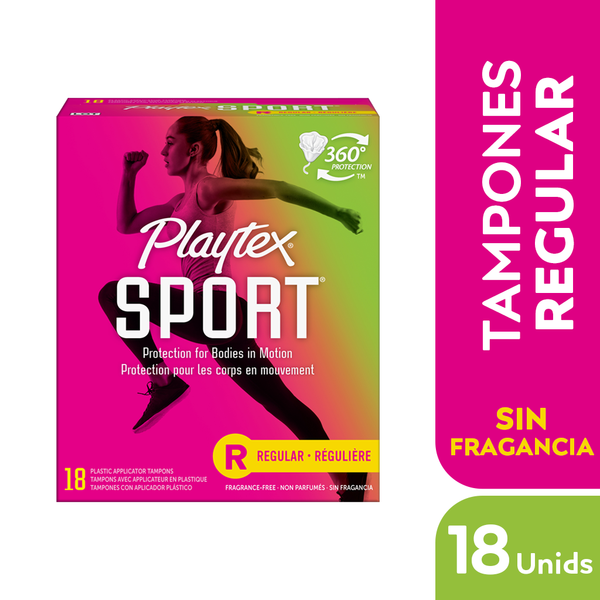 Playtex Tampones Sport de Absorbencia Regular sin Fragancia 18 und