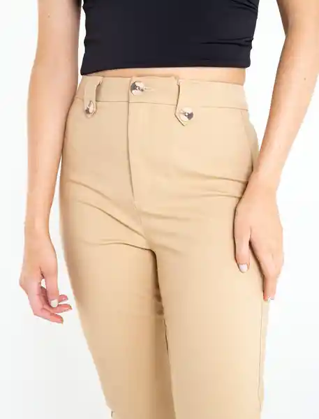 Pantalón Flue Mujer Beige Trigo Medio Talla 10 Naf Naf