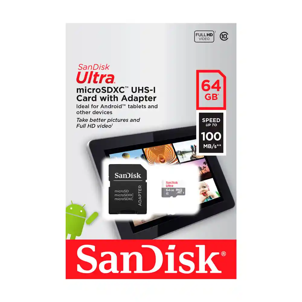 Memoria Micro Sd 64 Gigas San Disk Clase 10