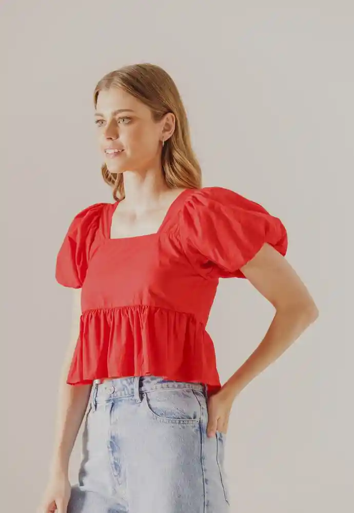 Blusa Manga Corta Rojo Talla L