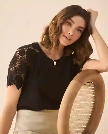 Camiseta Negro Puro Ultraoscuro Talla L 601G201 Esprit