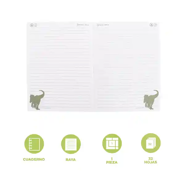 Cuaderno 32 Hojas Serie Jurassic World Miniso