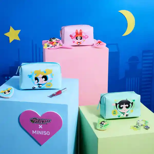 Cosmetiquera de Corazón Las Chicas Superpoderosas Rosa Miniso