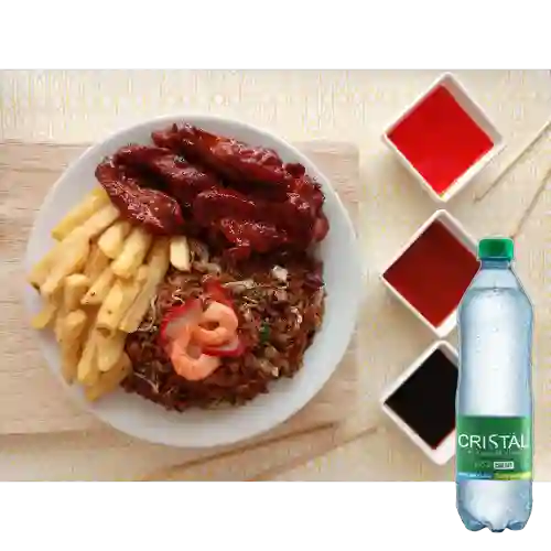 Combo Costillas de Cerdo + Cristal con Gas 600 ml