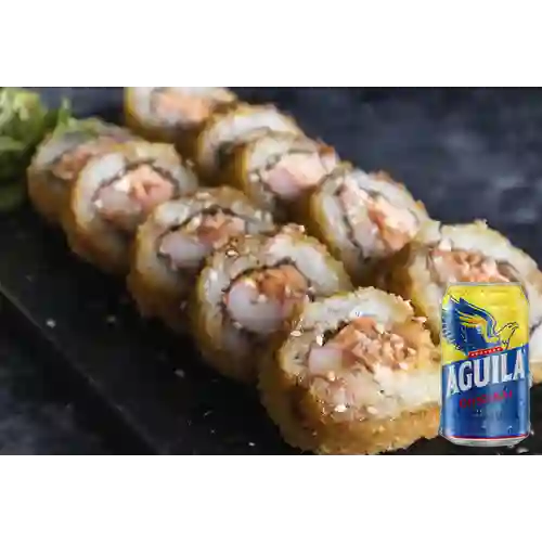 Combo Salmón Tempura Roll + Aguila Orig Lta 330ml