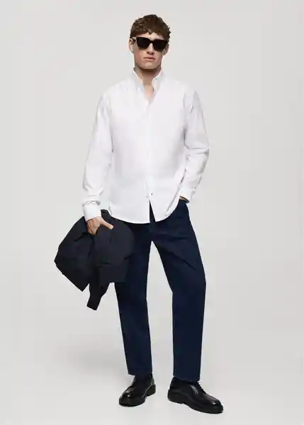 Camisa Oxford Blanco Talla XL Hombre Mango
