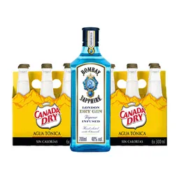 Combo Bombay Sapphire Ginebra London Dry Canada Dry Agua Tónica