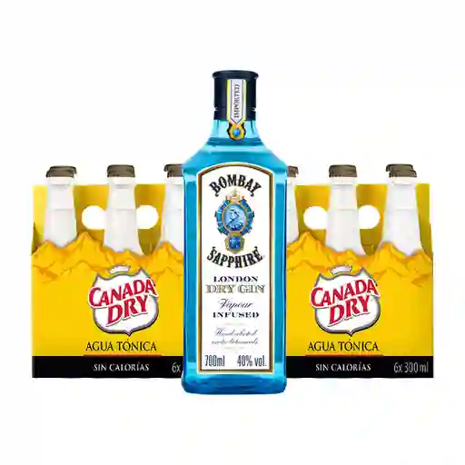 Combo Bombay Sapphire Ginebra London Dry Canada Dry Agua Tónica